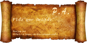 Pláger Anikó névjegykártya